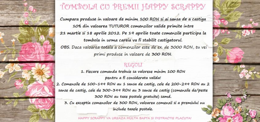 Tombola cu premii Happy Scrappy