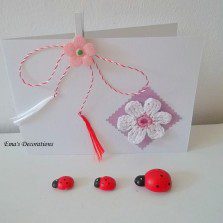 Felicitare cu floare croșetată