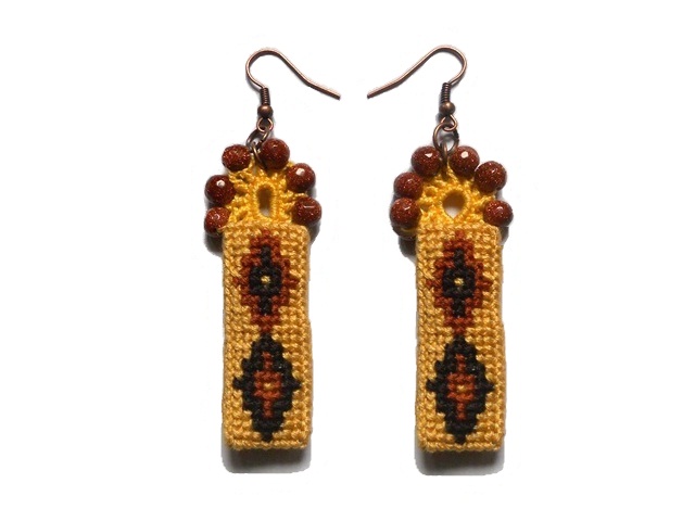 Bijuterii handmade - cercei cusuti - cross stitch earings