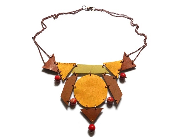 Bijuterii handmade, colier din piele naturala, jasp rosu
