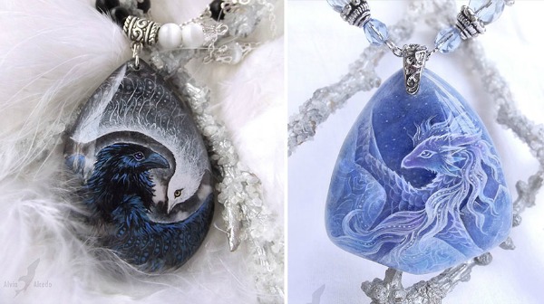 fantasy-creatures-stone-painting-necklaces-alvia-alcedo-13