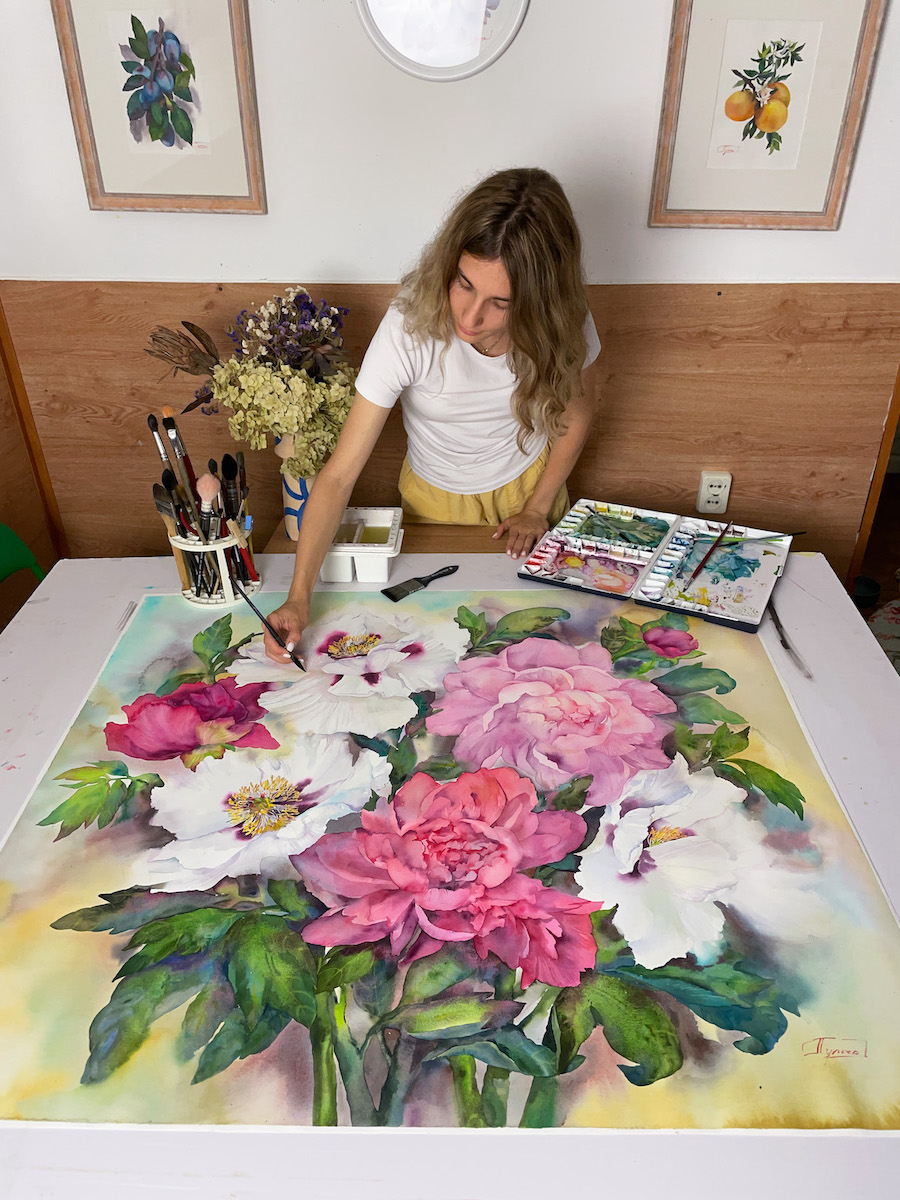 Janet Pulcho and her huge watercolour paintings - Revista Atelierul