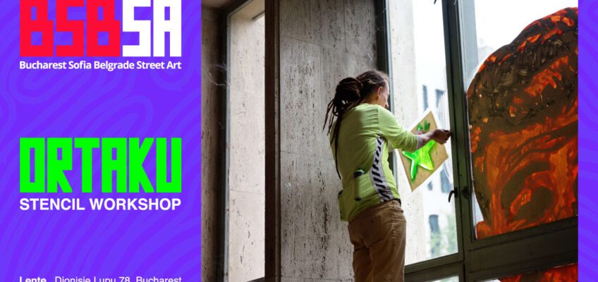 Artistul Ortaku susține un atelier de stencil