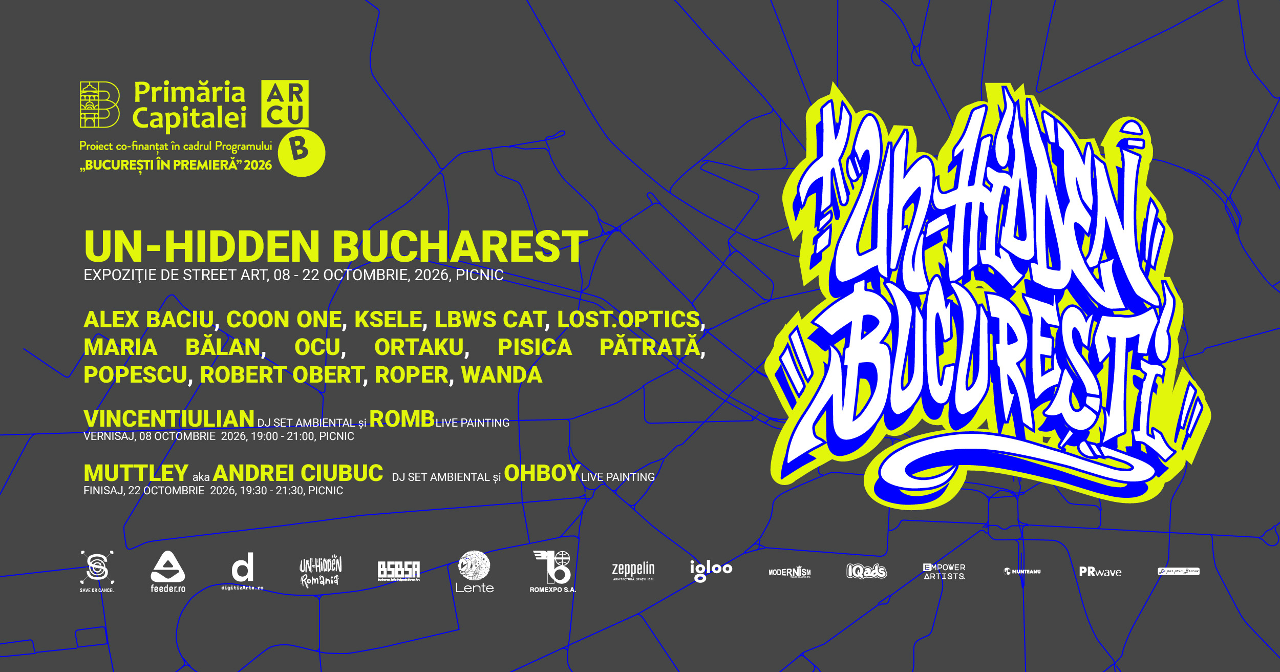 Un-hidden București reunește artiși care se exprimă în spațiul public într-o expoziție de grup